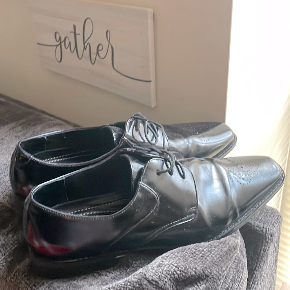 Worn Once size 12 black men dress shoes